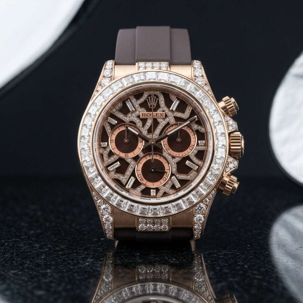Skeleton Chronograph — Rose Gold, Stone Set — alternate studio angle