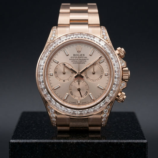 Studio photograph of the Daytona on black granite