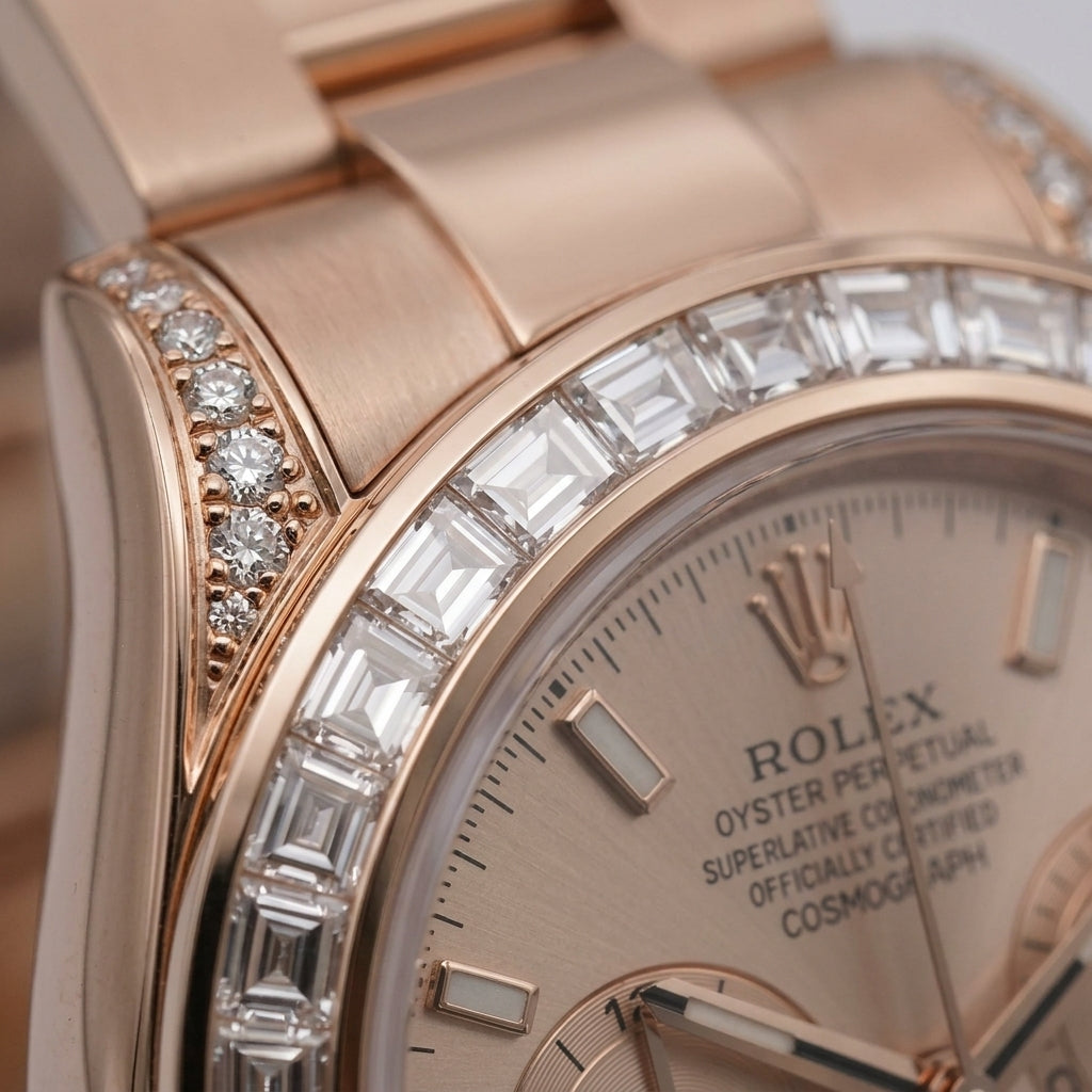 Close macro of the dial and bezel detail on the Daytona