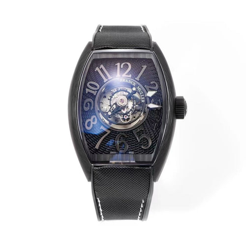 Studio photograph of the Open Tourbillon on black granite