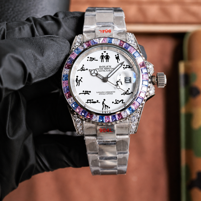 Naughty O'Clock Iced Rainbow Super Quality Watch