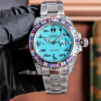 Naughty O'Clock Iced Rainbow Super Quality Watch