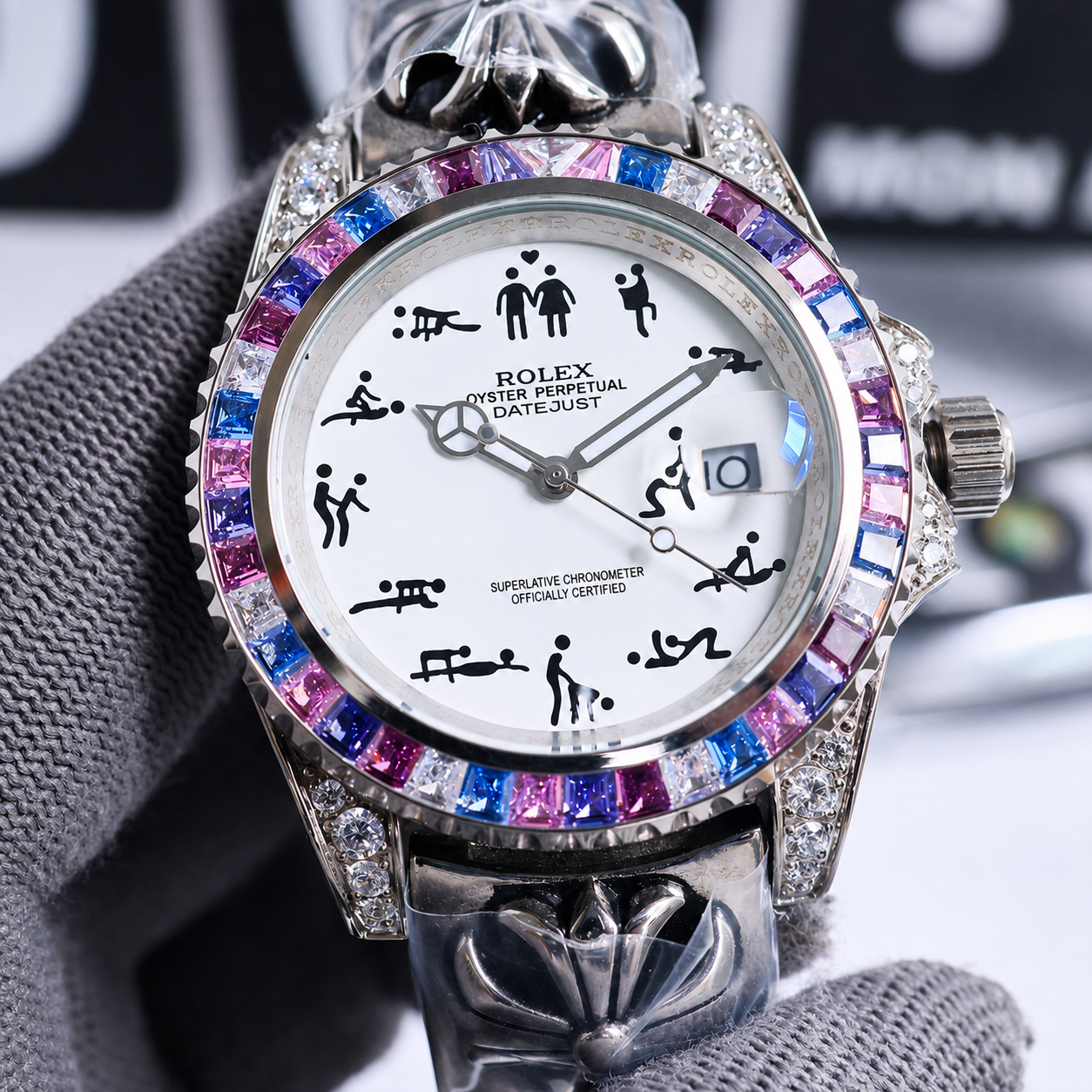 Naughty O'Clock Iced Rainbow Super Quality Watch