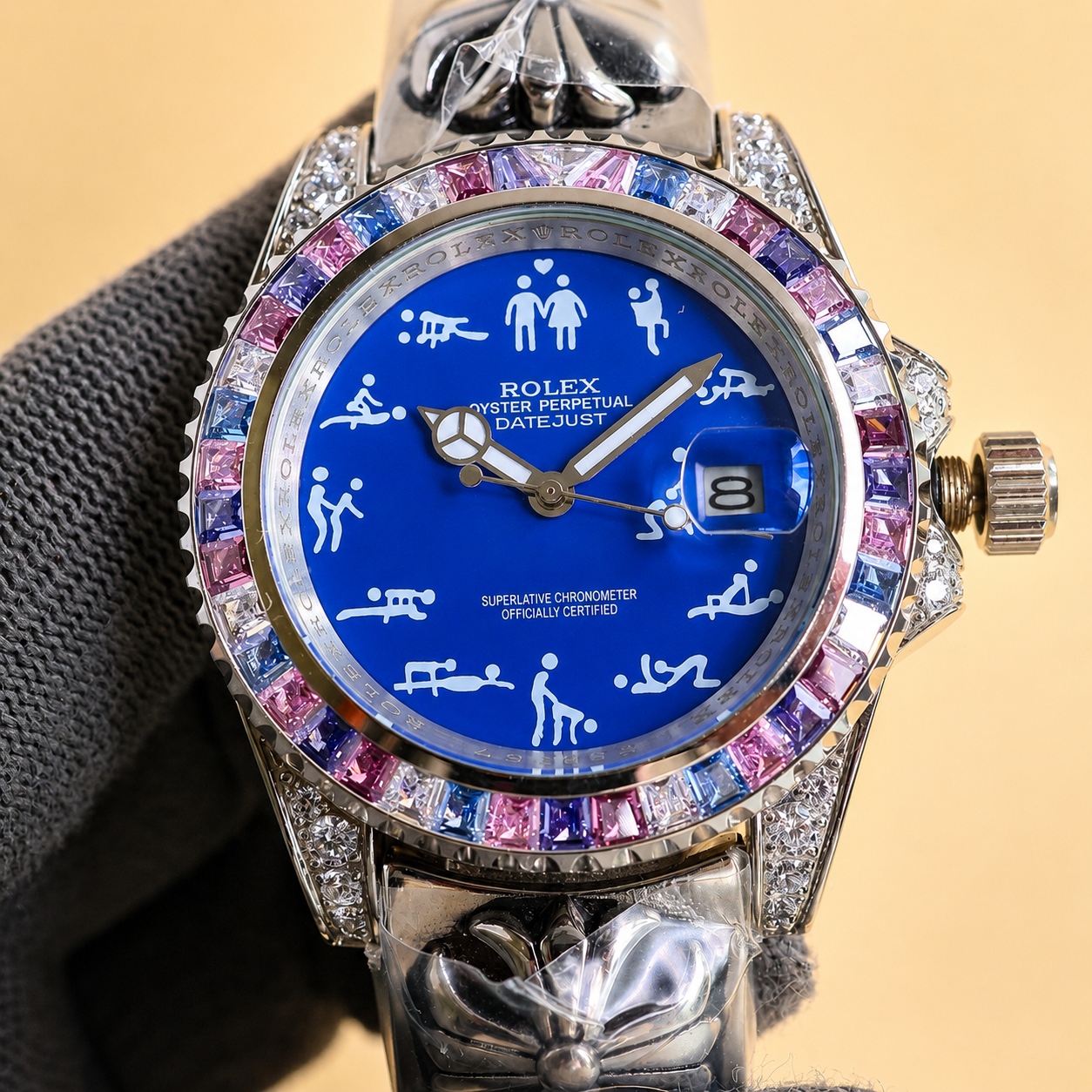 Naughty O'Clock Iced Rainbow Super Quality Watch