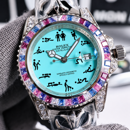 Naughty O'Clock Iced Rainbow Super Quality Watch