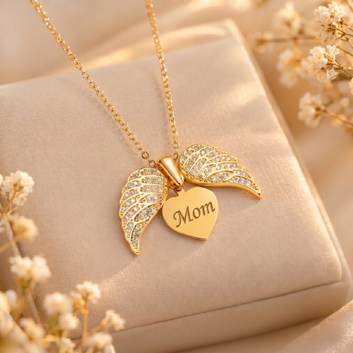 925 Silver Personalized Custom Angel Wings Name Necklace