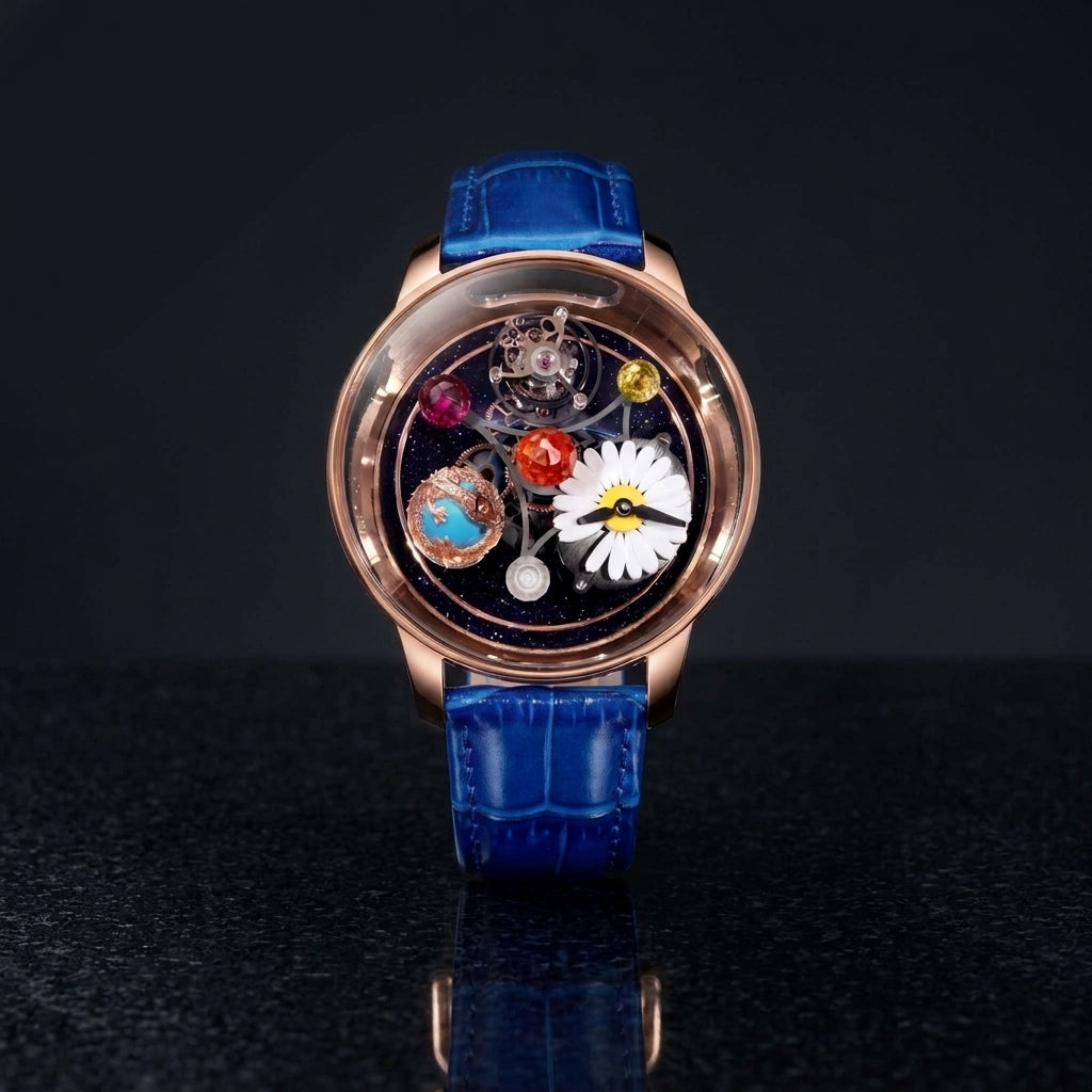 Alternate studio angle of the Daisy & Dragon Rotating Tourbillon