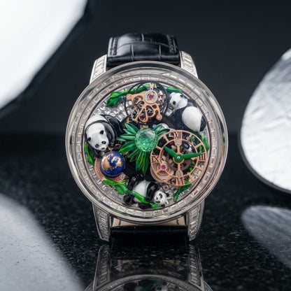 Studio photograph of the Luxury Panda on black granite
