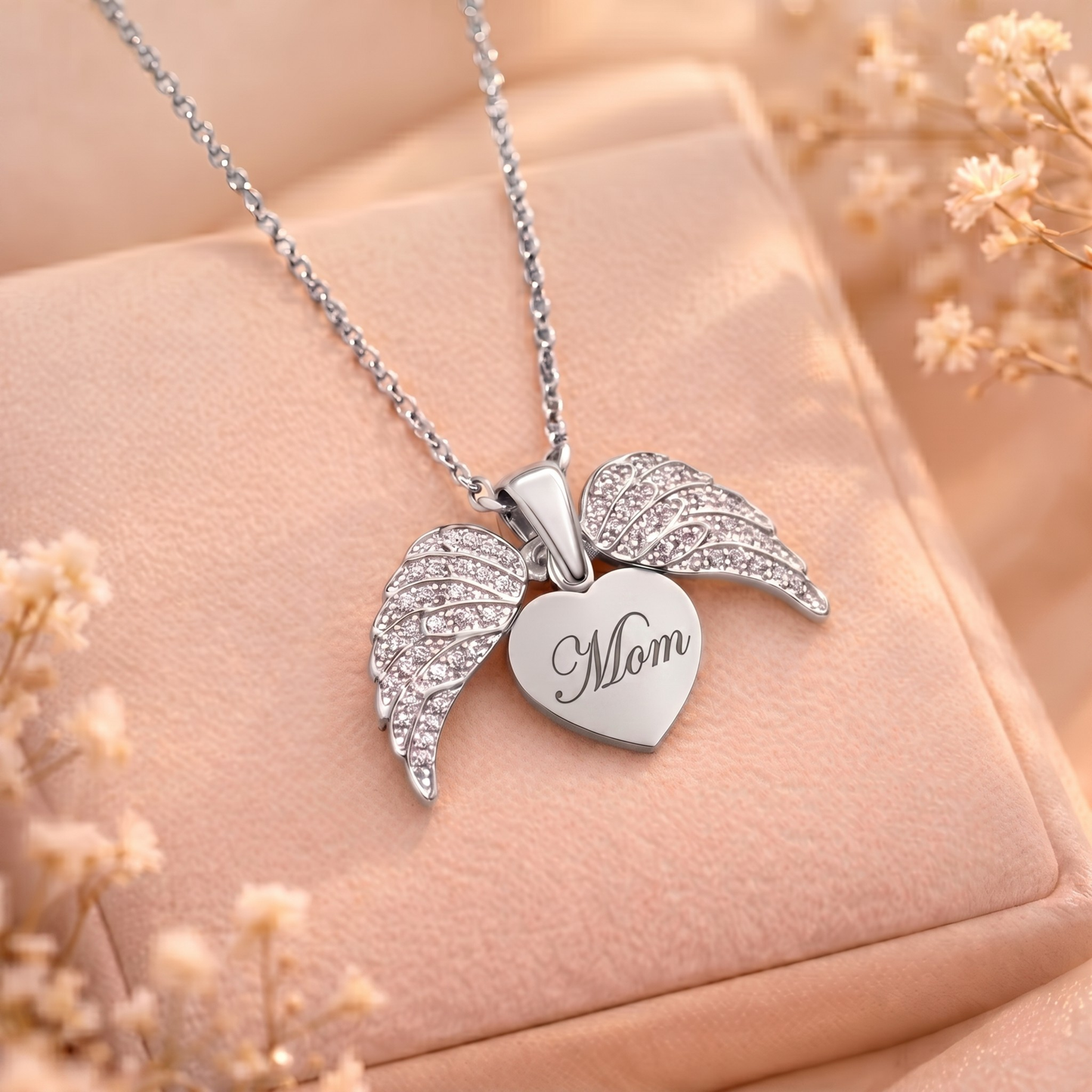 925 Silver Personalized Custom Angel Wings Name Necklace