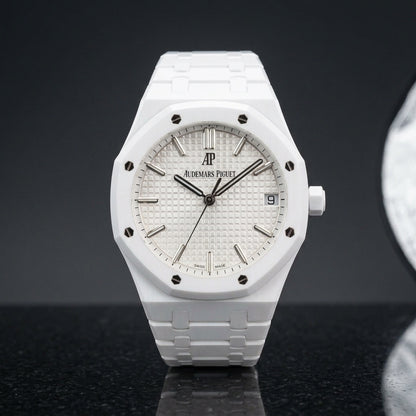 Octagonal Sports Watch — White Ceramic — alternate studio angle