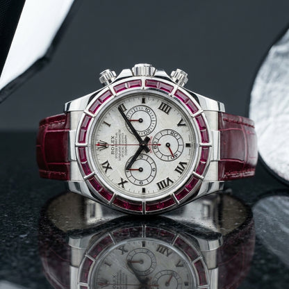 Alternate studio angle of the Ruby Baguette Bezel